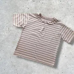 ◆最終価格Samansa Mos2 ちび襟ボーダーTシャツ ベージュ
