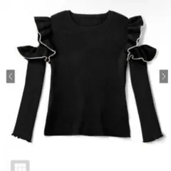 GRL 配色フリルオープンショルダーニットトップス[dr3421]