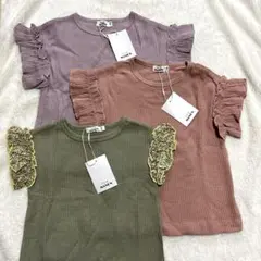 ペアマノン　フリル袖　ワッフル　半袖　Tシャツ セット 100 110