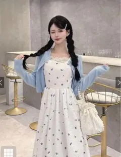 花柄ジャガードフレアワンピース[gn389]