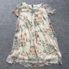 dazzlin 花柄 シフォン 半袖 シースルー チュニック ワンピース Sのサムネイル