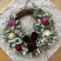 ハンドメイド　ドライフラワーリースのサムネイル