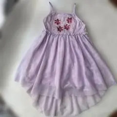 薄紫 花刺繍 ノースリーブワンピースのサムネイル