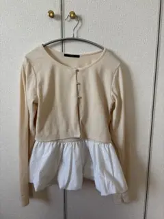 Kastane長袖カットソー ベージュ×ホワイトのサムネイル
