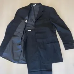 秋冬⑧アルマーニコレツォーニ セットアップ ストライプ ネイビー　Lヴィンテージ