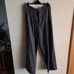 グレー ワイドパンツ ベルトループ付き