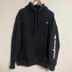Champion ブラック 裏起毛パーカースウェット フード付き 2XL