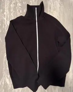 ユニクロc ミラノリブフルジップカーディガンダークブラウンL