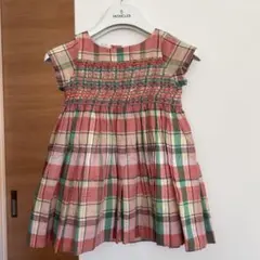 未使用 Bonpoint チェック柄 半袖ワンピース 3ans