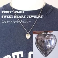 40s　スウィートハートジュエリー　WW2　シルバー　チャーム　白鳥　満月　古着