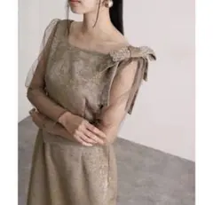 M LERURE Shoulder ribbonjacquard dressのサムネイル