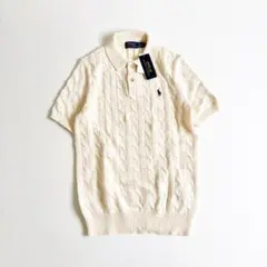 現行　正規品　ポロ ラルフローレン コットンケーブルニット 半袖　タグ付き　白