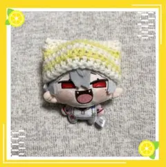 【黄×白】 にじまるっと 猫耳ニット帽 ボーダー ぬい服