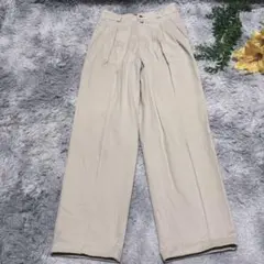 ビジオーネ タックパンツ イタリア製 綿100% ベージュ サイズ44