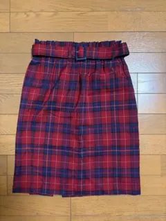 ベルト付き チェック柄 タイトスカート