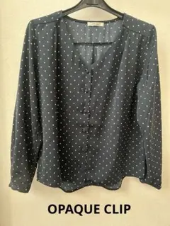 OPAQUE.CLIP ネイビー ドット柄 長袖シャツ