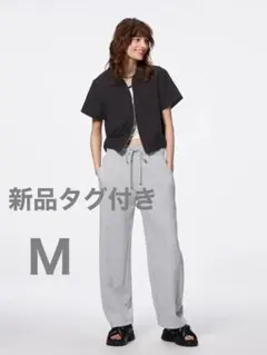 【新品未使用タグ付き】GU バレルレッグスウェットパンツ Mサイズ　グレー