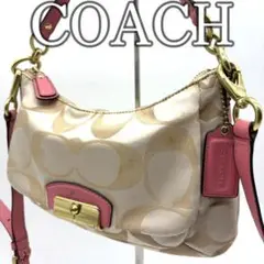 美品COACH ショルダーバッグ ベージュ/ピンク Coach ショルダーバッグ ベージュ/ピンク