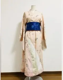 着物リメイク・ピンク・正絹・セパレート・レース付き・フリーサイズ