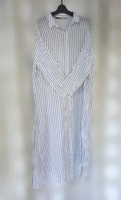 ZARA Trafaluc ストライプ　ロングシャツ　白/ブルー