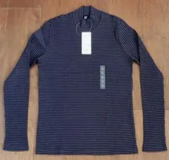 ユニクロ リブハイネックT 長袖 ボーダー WOMENネイビー L【新品未使用】