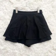 ジルスチュアート フリルスカートパンツ(0) 黒 ウール混 裏地 きれいめ
