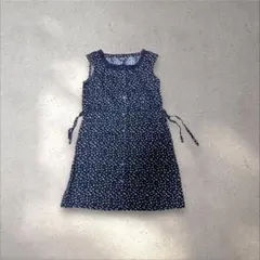 コムサイズム 小花柄 ネイビー ナチュラルワンピース110