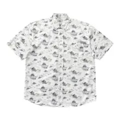 古着 コットン BD ボタンダウン アロハシャツ ハワイアンシャツ カジキマグロ