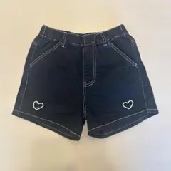 coca ハート刺繍 キッズ　ショートパンツ ブラック　120cm