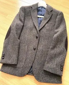 未使用に近い　ケント　好配色　ハリスツイード　ヘリンボーン　ブラウン　S