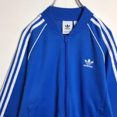 【希少】アディダス トラックジャケット ワンポイント刺繍ロゴ ブルー XL