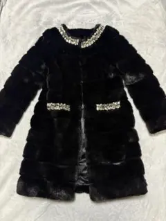 美品　Rady ビジュー付き　ファーコート　黒　S
