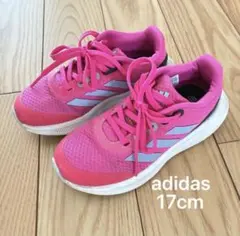 中古 adidas スニーカー ピンク 17cm キッズ ランニングシューズ