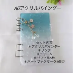 アクリルバインダー♡水流模様A6韓国バインダー貯金savingチェリーWhite