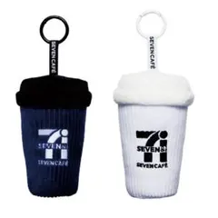 【白&青2点セット】セブンイレブン Ｂ賞 セブンカフェ ぬいぐるみチャーム白&青