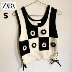 ZARA チェック柄 ニットベスト S