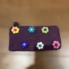 羊毛お花のフェルトポーチ　ネパール製