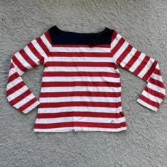 赤と白ストライプ長袖カットソー