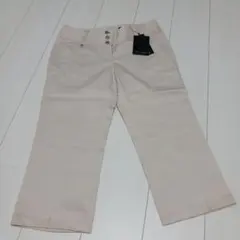 ベージュ ストライプカジュアルパンツ