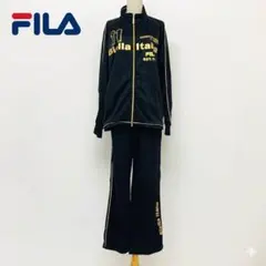 FILA フィラ セットアップ ジャージ 上下 ゴールドプリント 黒 LL 希少
