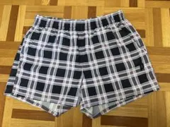 プリンス ショートパンツ LL テニスウェア レディース 黒ラベンダー色チェック