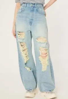 RODEO CROWNS WIDE BOWL クラッシュデニム ライトブルー M