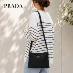 PRADA プラダ ショルダーバッグ 肩掛け 斜め掛け 三角ロゴ ナイロン 黒のサムネイル