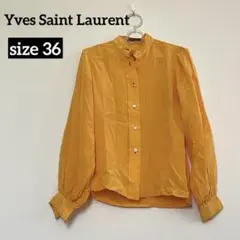 Yves Saint Laurent 長袖ブラウス イエロー 36 絹100%のサムネイル