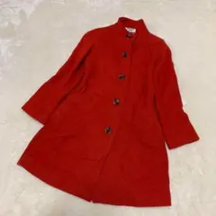 ナチュラルビューティーベーシック　ロングコート　毛　赤系　Mサイズ