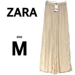 新品タグ付き ZARA ザラ ワイドパンツ プリーツ ウエストゴム 夏【M】
