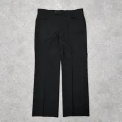 スラックスパンツ シンプル 無地 ブラック ゆったりめ