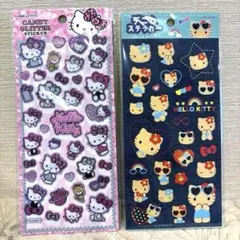 ハローキティ　キャンディグリッターステッカー　デニムステッカー　カミオジャパン