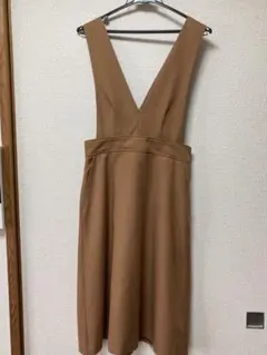 natural beauty basic ブラウン Vネック サロペット