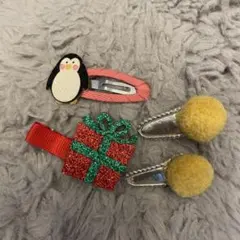 ヘアピン　子供　キッズ　ベビー　赤ちゃん　キラキラ　Xmas髪飾り　4個 動物